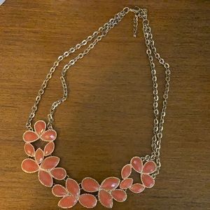 Gold toned, orange/peach statement necklace